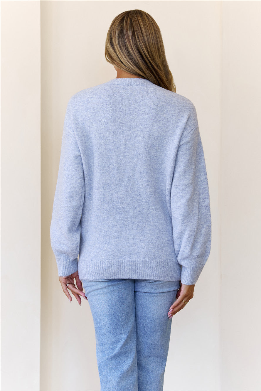 Shoulder Tie Sweater Blue