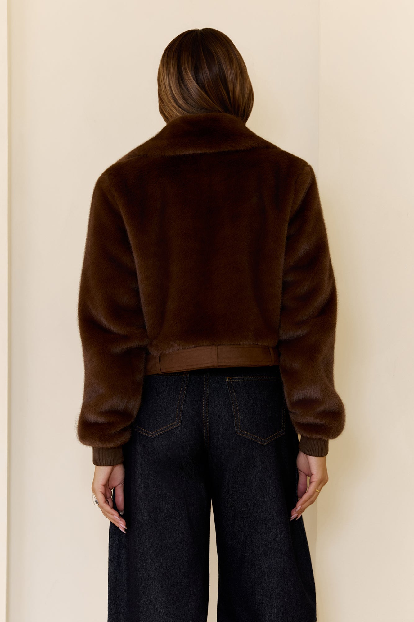 Plush Princess Faux Fur Jacket Brown