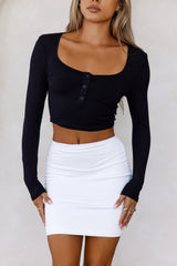 BASE The Lounge Around Ribbed Long Sleeve Crop Top Black