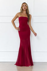 Radiant Petals Strapless Maxi Dress Wine