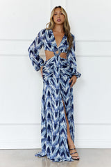Brielle Long Sleeve Maxi Dress Navy