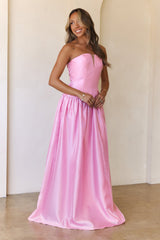 Princess Cut Strapless Maxi Dress Pink