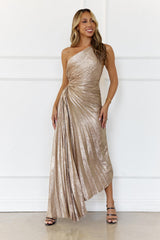 Evening Aura One Shoulder Maxi Dress Champagne