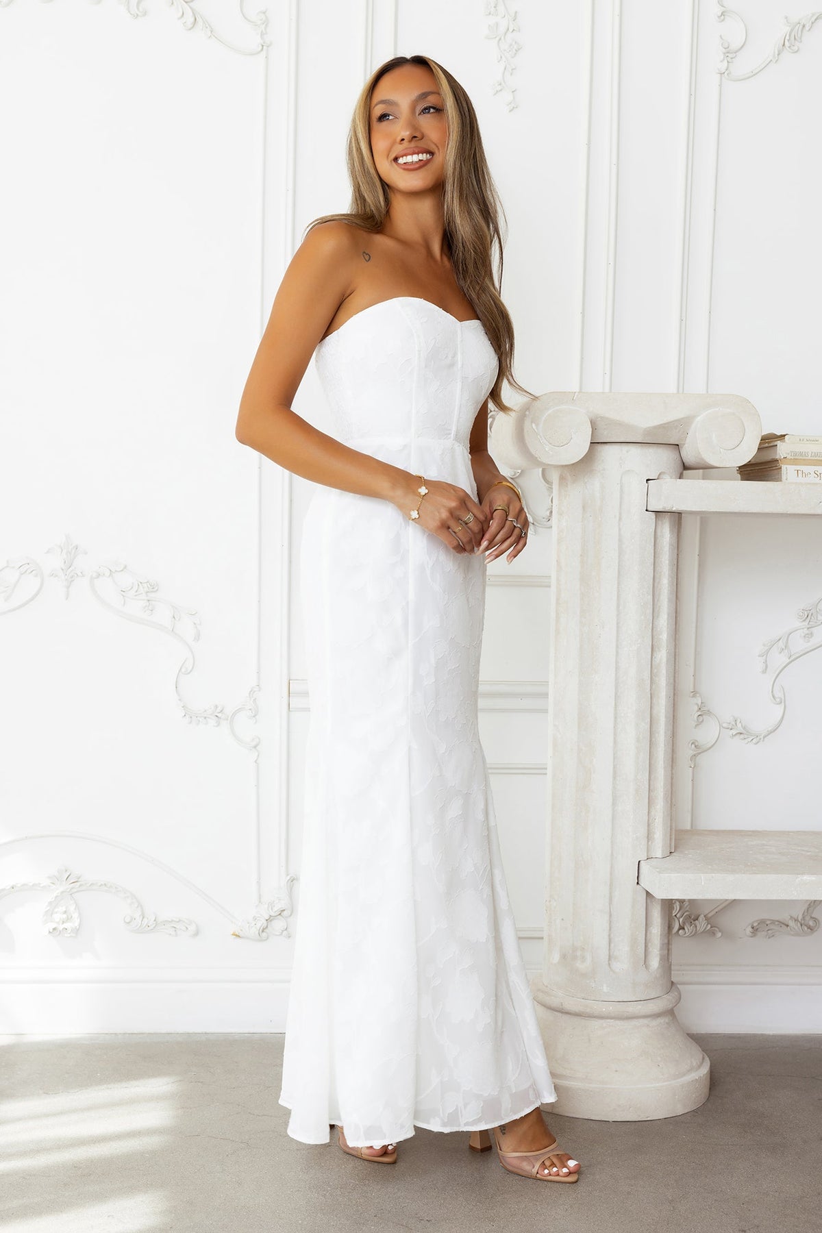 Sea Kissed Strapless Maxi Dress White