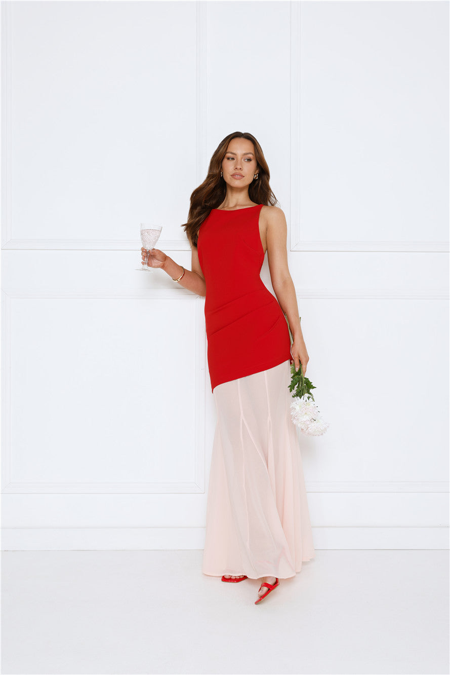 Modern Art Maxi Dress Red