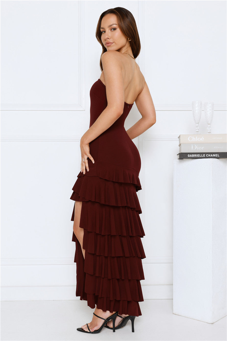 Luxe Reflections Strapless Maxi Dress Brown
