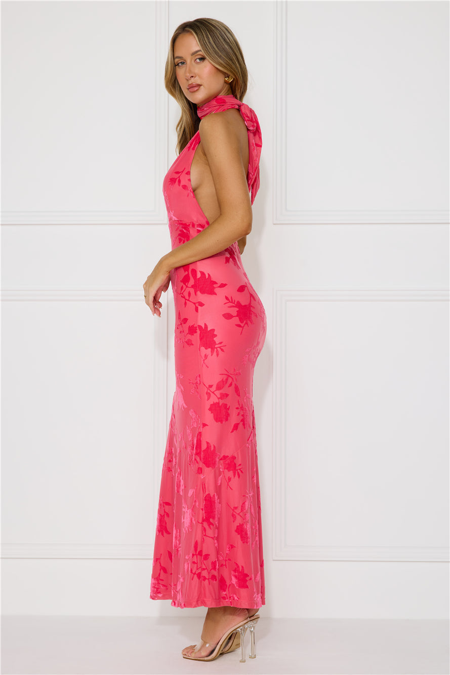Shallow Love Halter Maxi Dress Pink