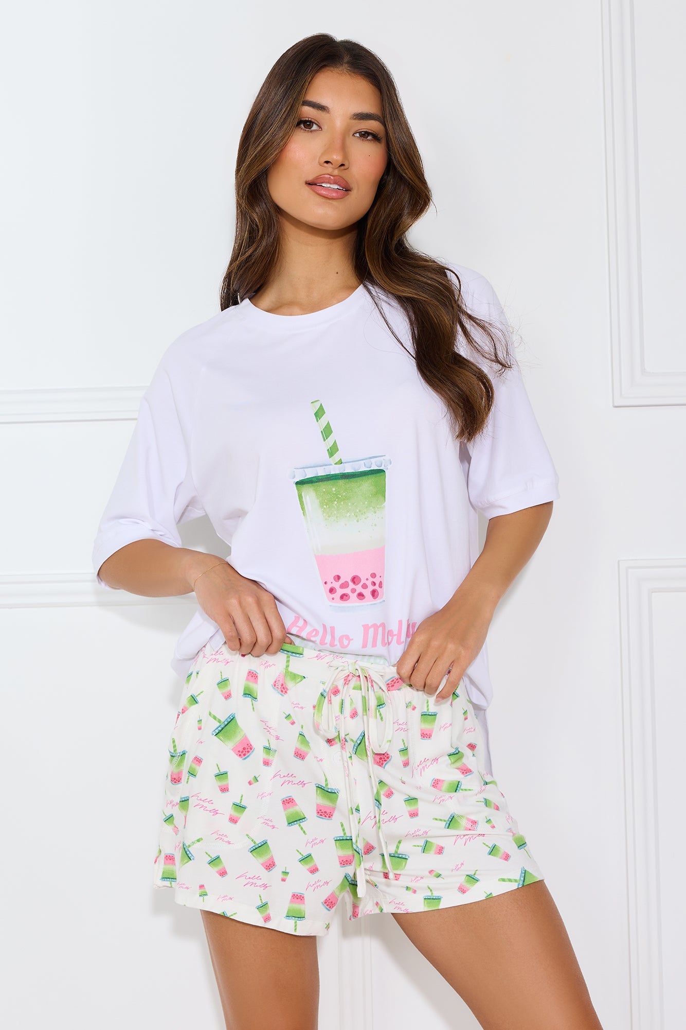 Matcha Mornings Pyjama Tee White