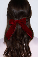 Velvet Bow Hair Clip Red