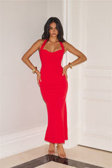 Flickers Of Fantasy Halter Maxi Dress Red