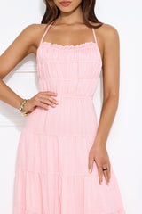 Make Up Halter Maxi Dress Pink