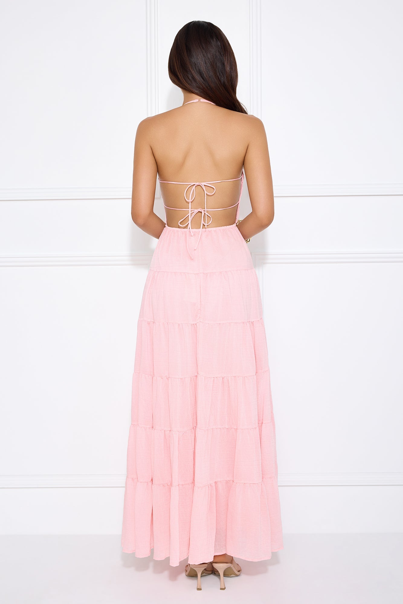 Make Up Halter Maxi Dress Pink