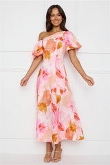 Swan Kiss Off Shoulder Maxi Dress Pink