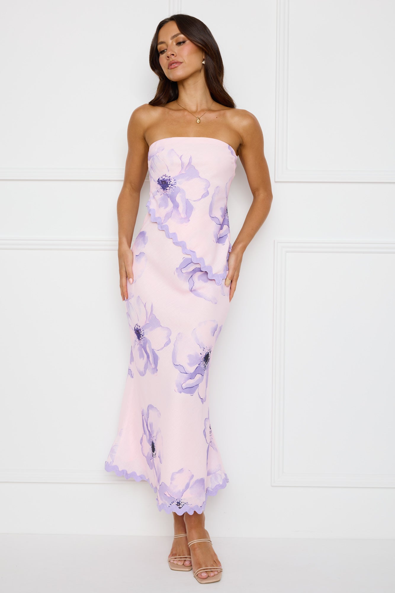 Seaside Stunner Strapless Crop Top Lilac