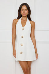 Starfish Charm Halter Mini Dress White