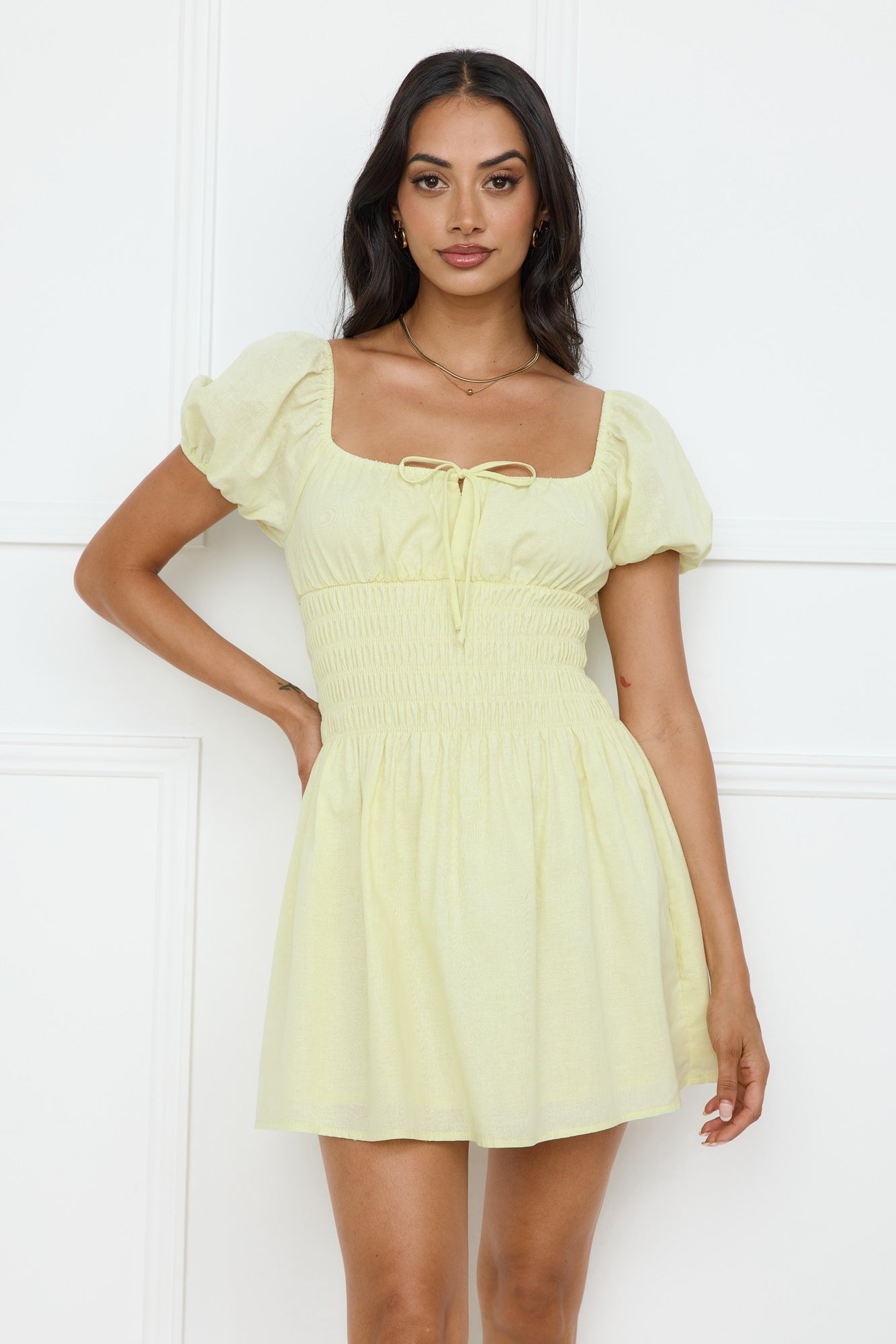 Soft Daylight Mini Dress Yellow