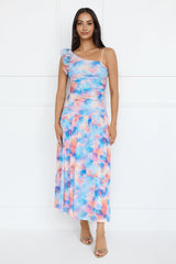 Pretty Encounter Mesh Maxi Dress Blue