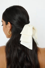 Matte Satin Bow Claw Clip Cream