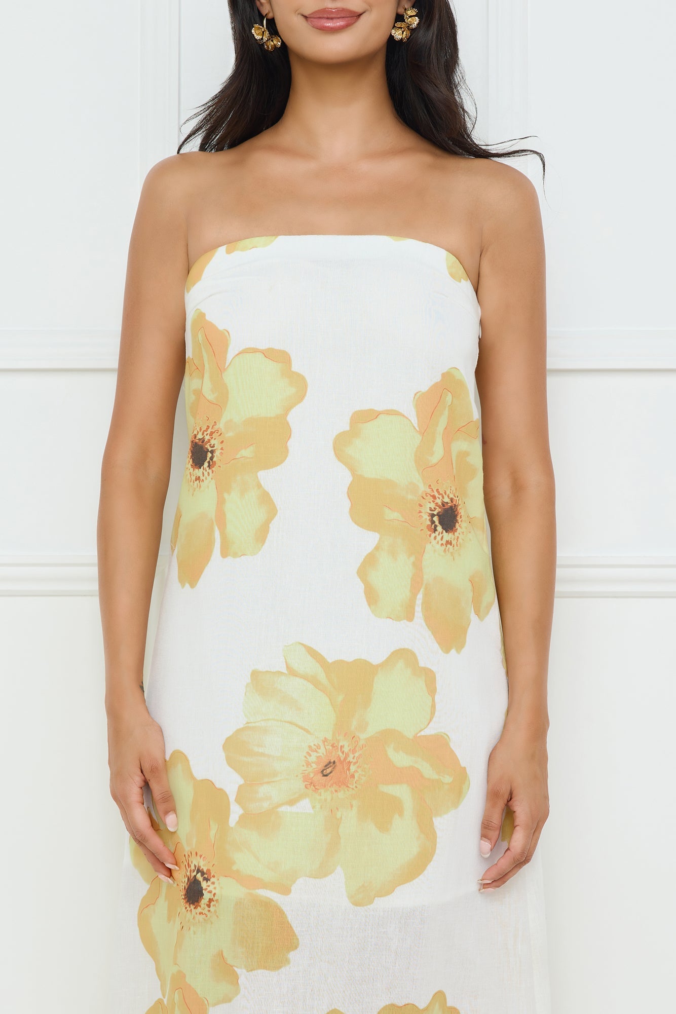 Sunlight’s Embrace Strapless Maxi Dress Yellow