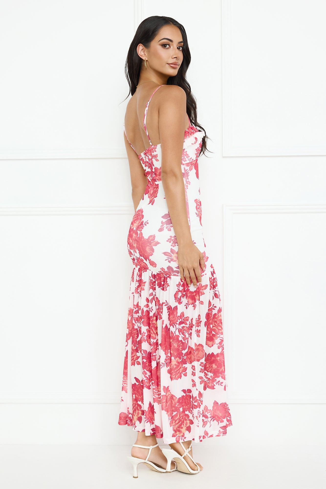 Pink Lotus Mesh Maxi Dress Pink