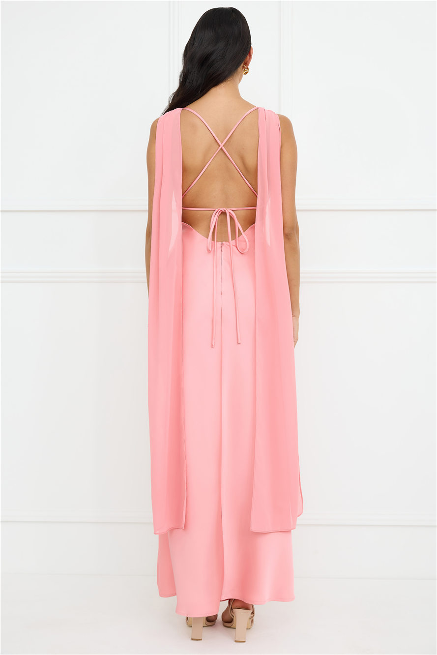 Love Decadence Satin Maxi Dress Pink