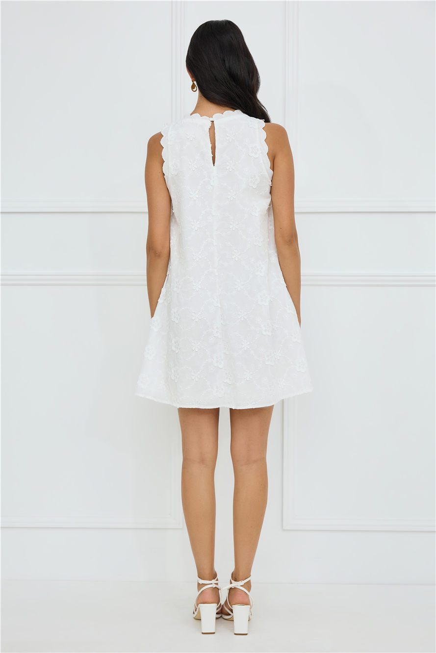 Seashell Chic Embroidered Mini Dress White