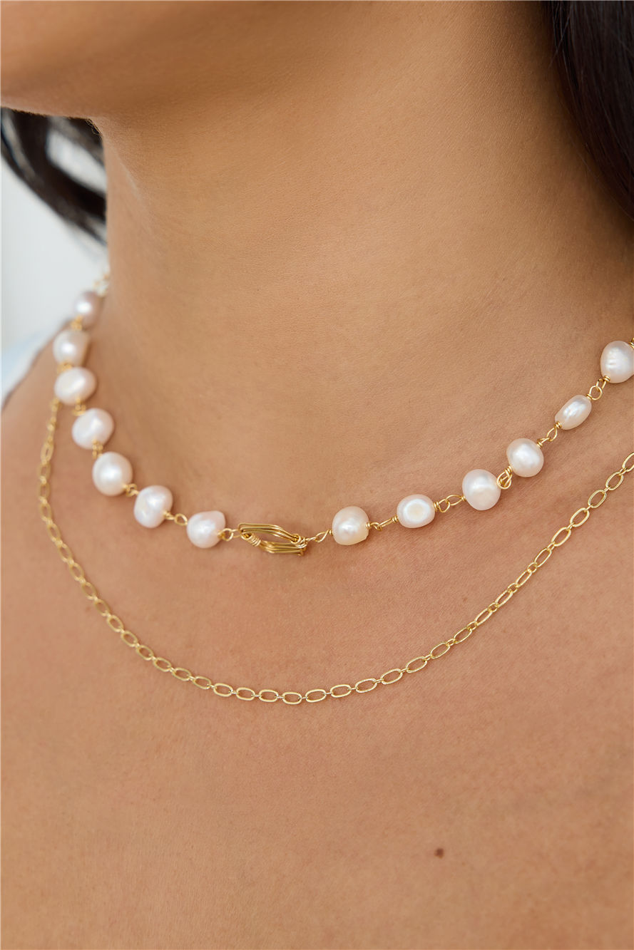 Washed Up Freshwater Pearl Necklace Gold
