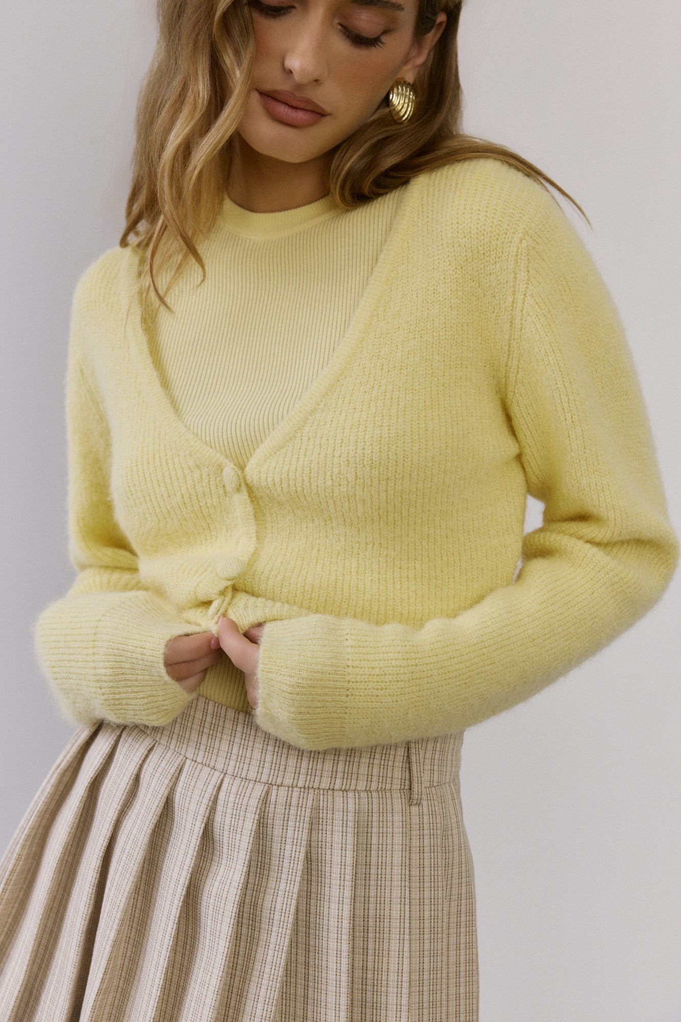 Soft Feel Fluffy Cardigan Yellow
