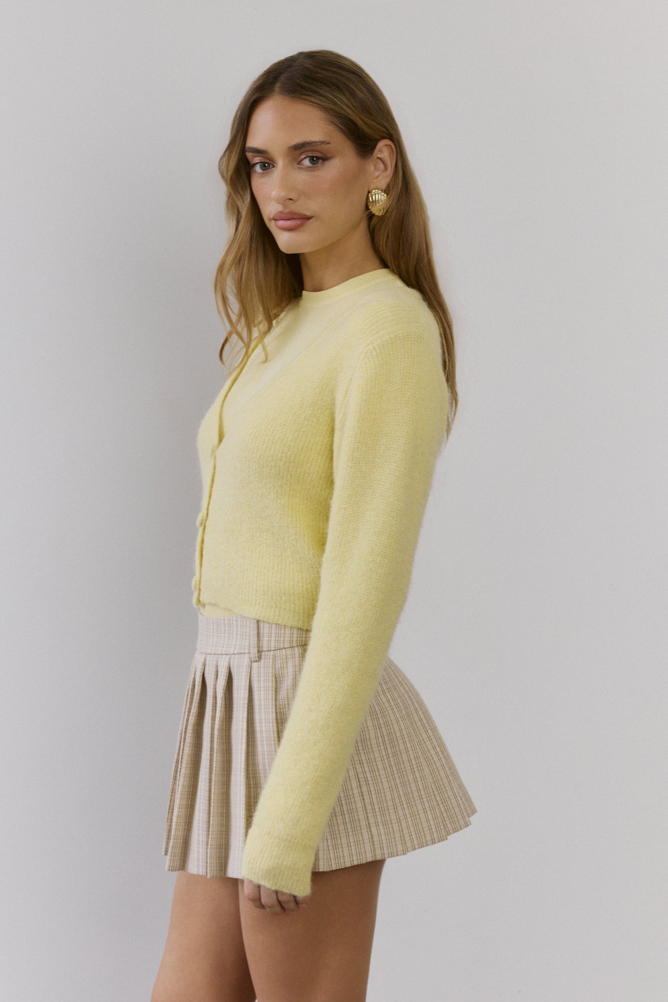 Soft Feel Fluffy Cardigan Yellow