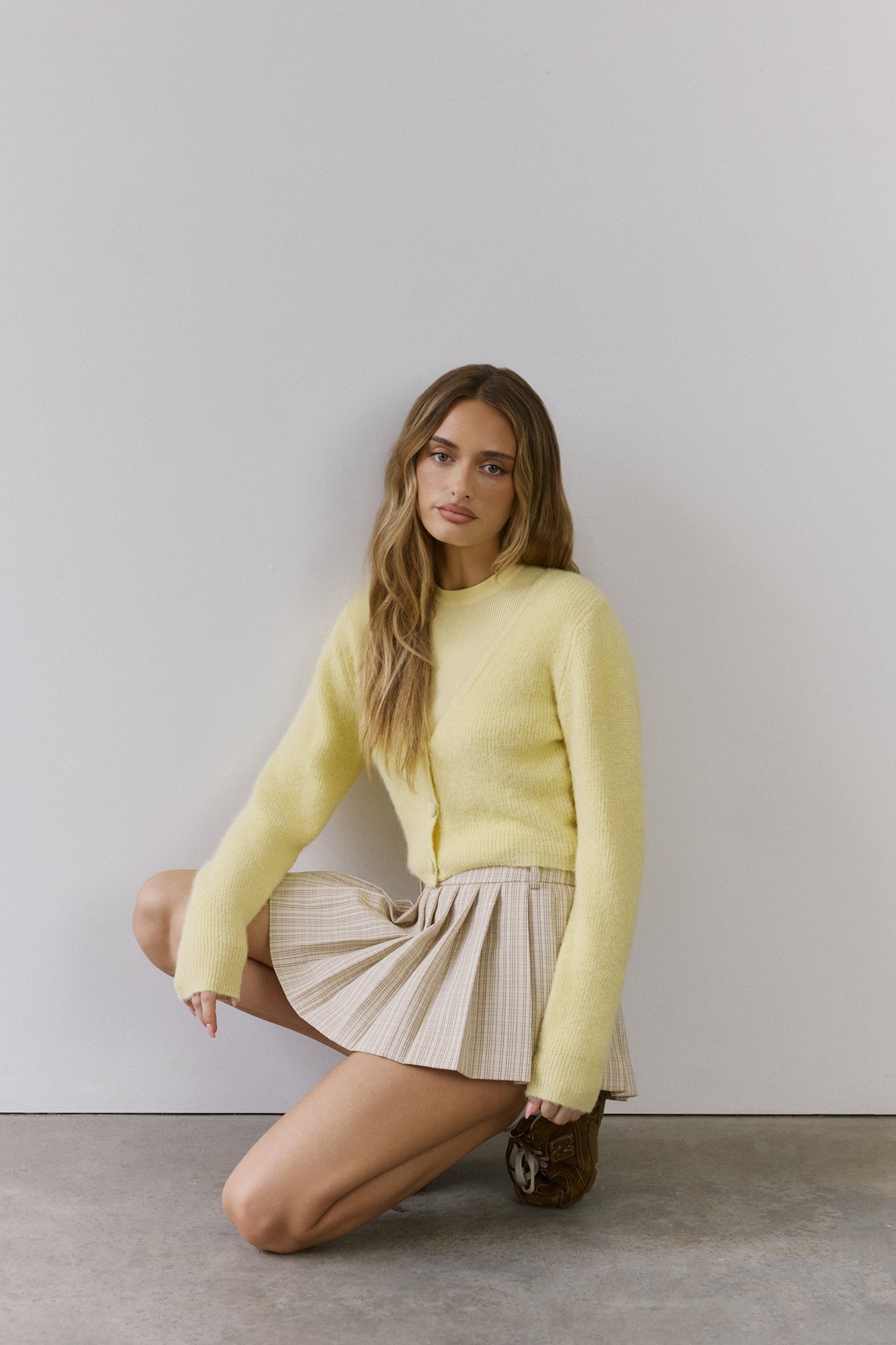 Soft Feel Fluffy Cardigan Yellow