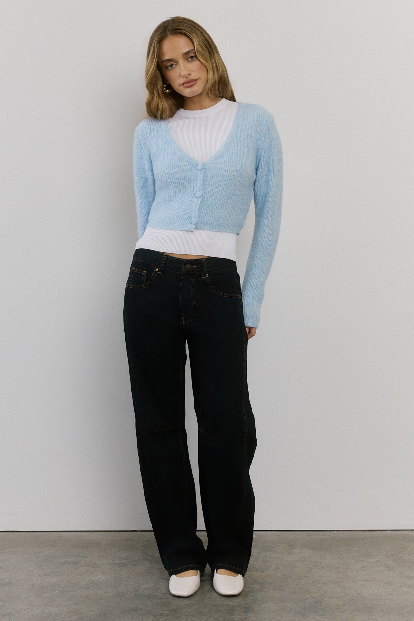 Soft Feel Fluffy Cardigan Blue