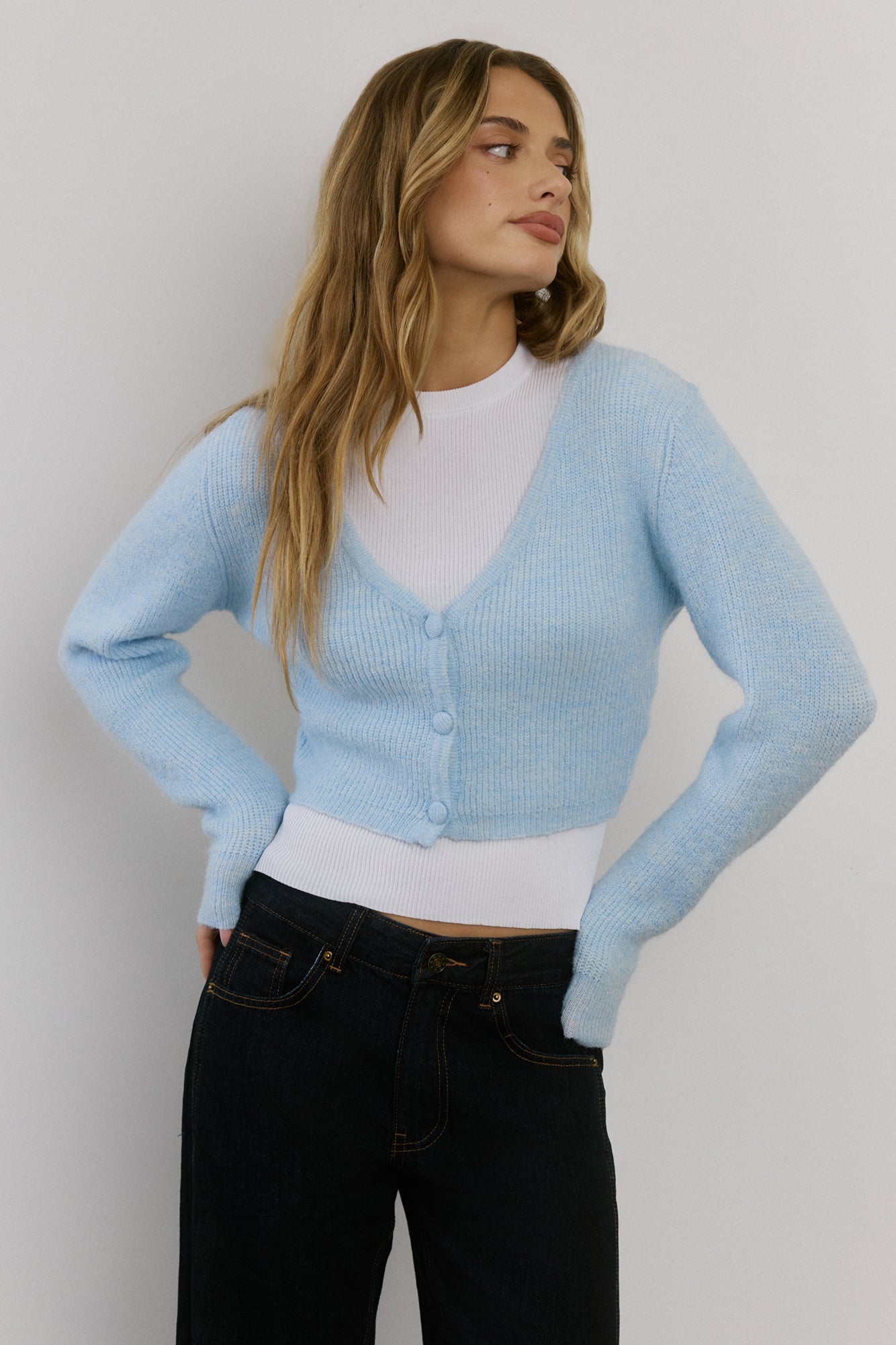Soft Feel Fluffy Cardigan Blue