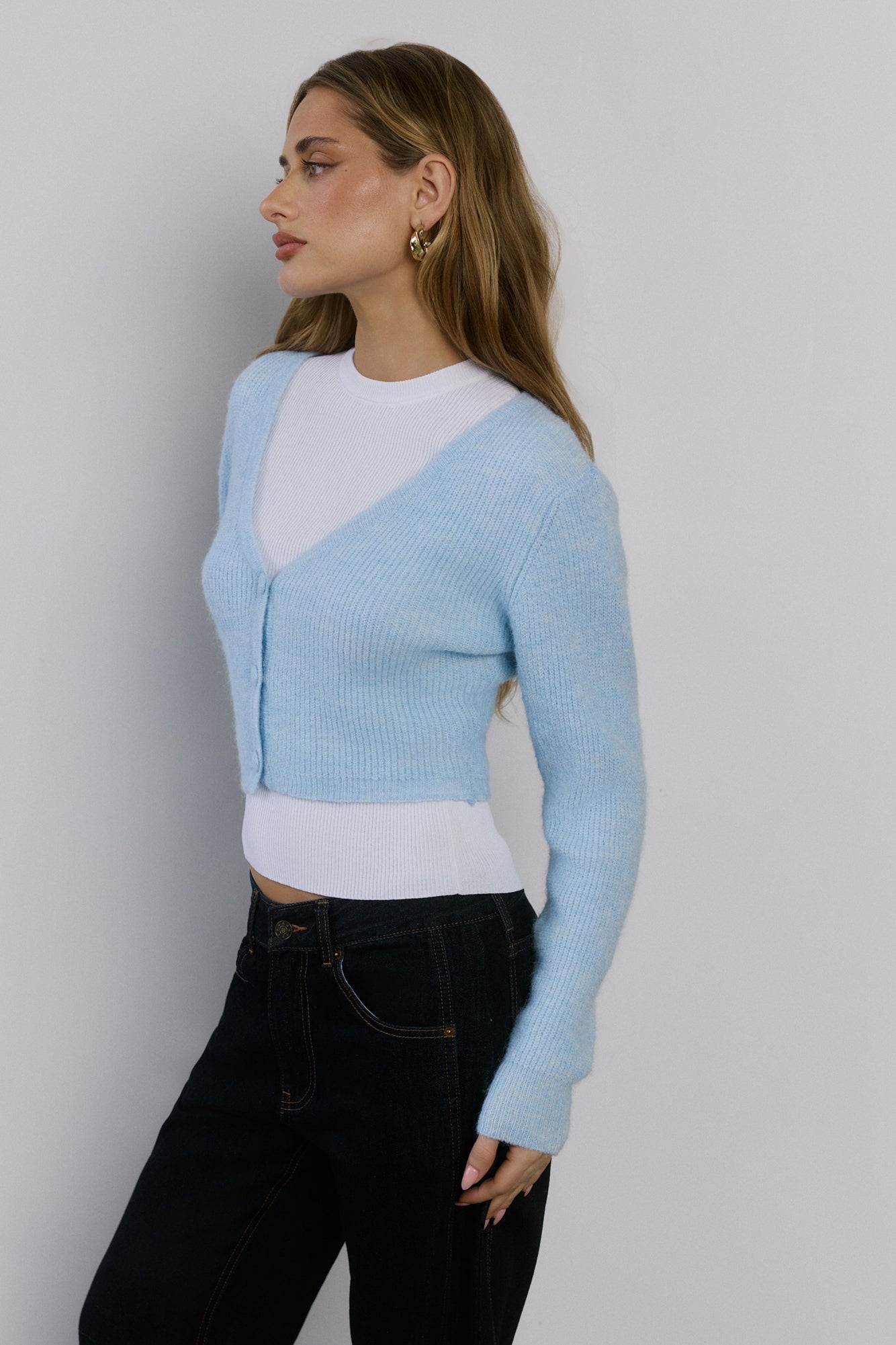Soft Feel Fluffy Cardigan Blue