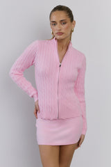 Winter Magic Cable Knit Cardigan Pink