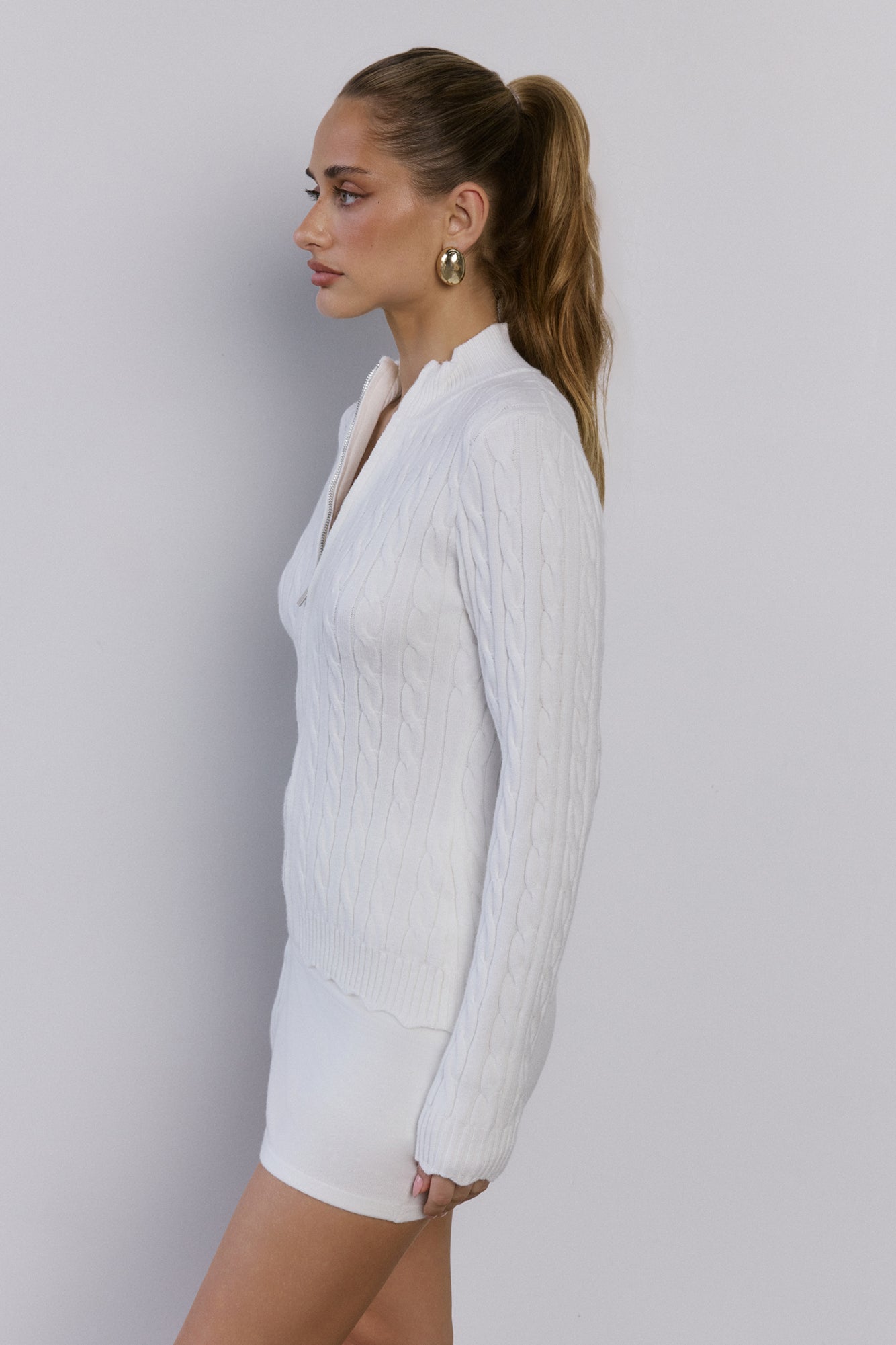 Winter Magic Cable Knit Cardigan White