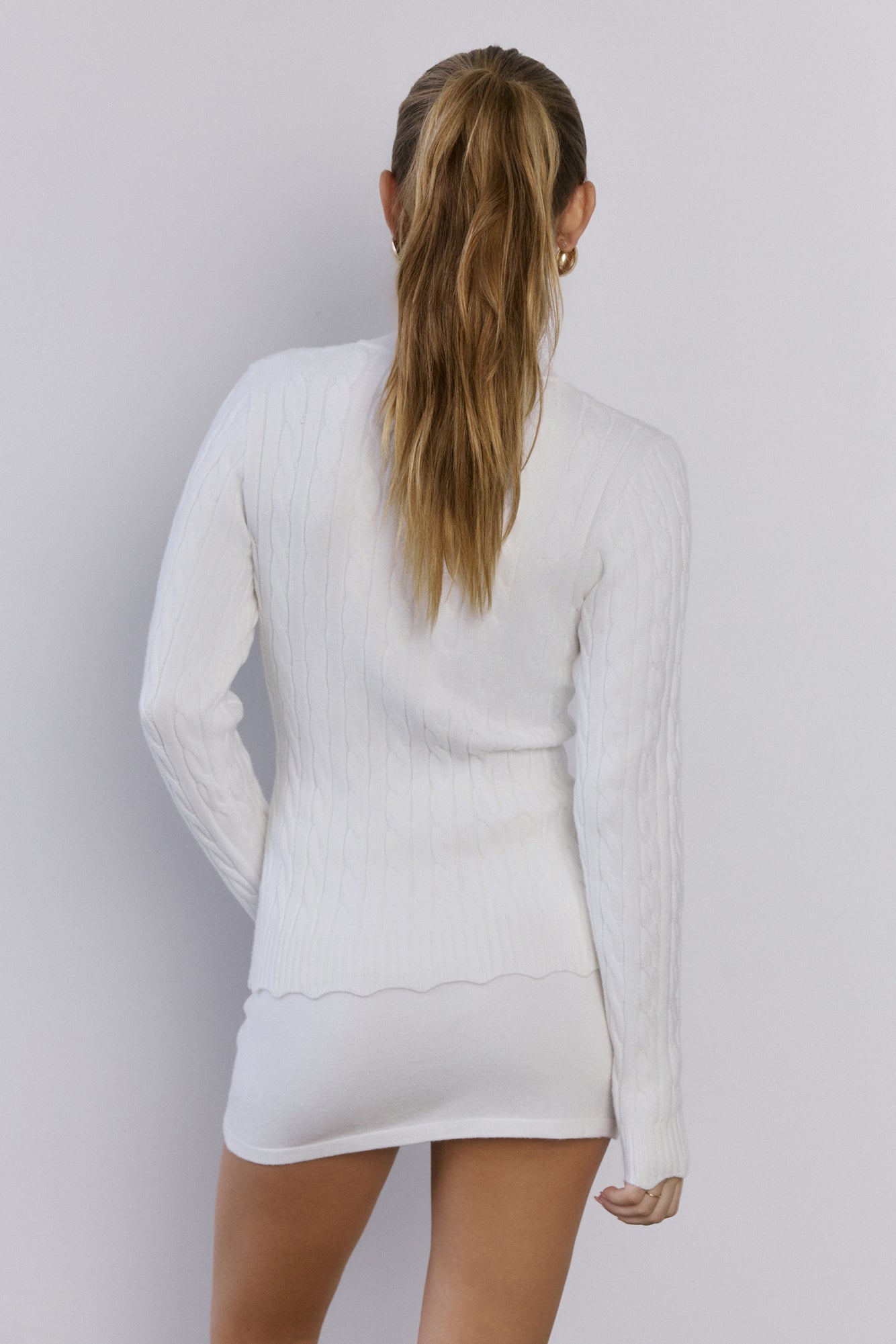 Winter Magic Cable Knit Cardigan White