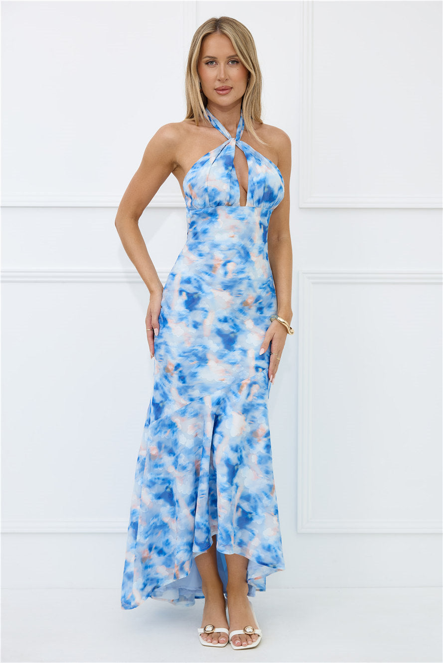 Underestimated Halter Maxi Dress Blue
