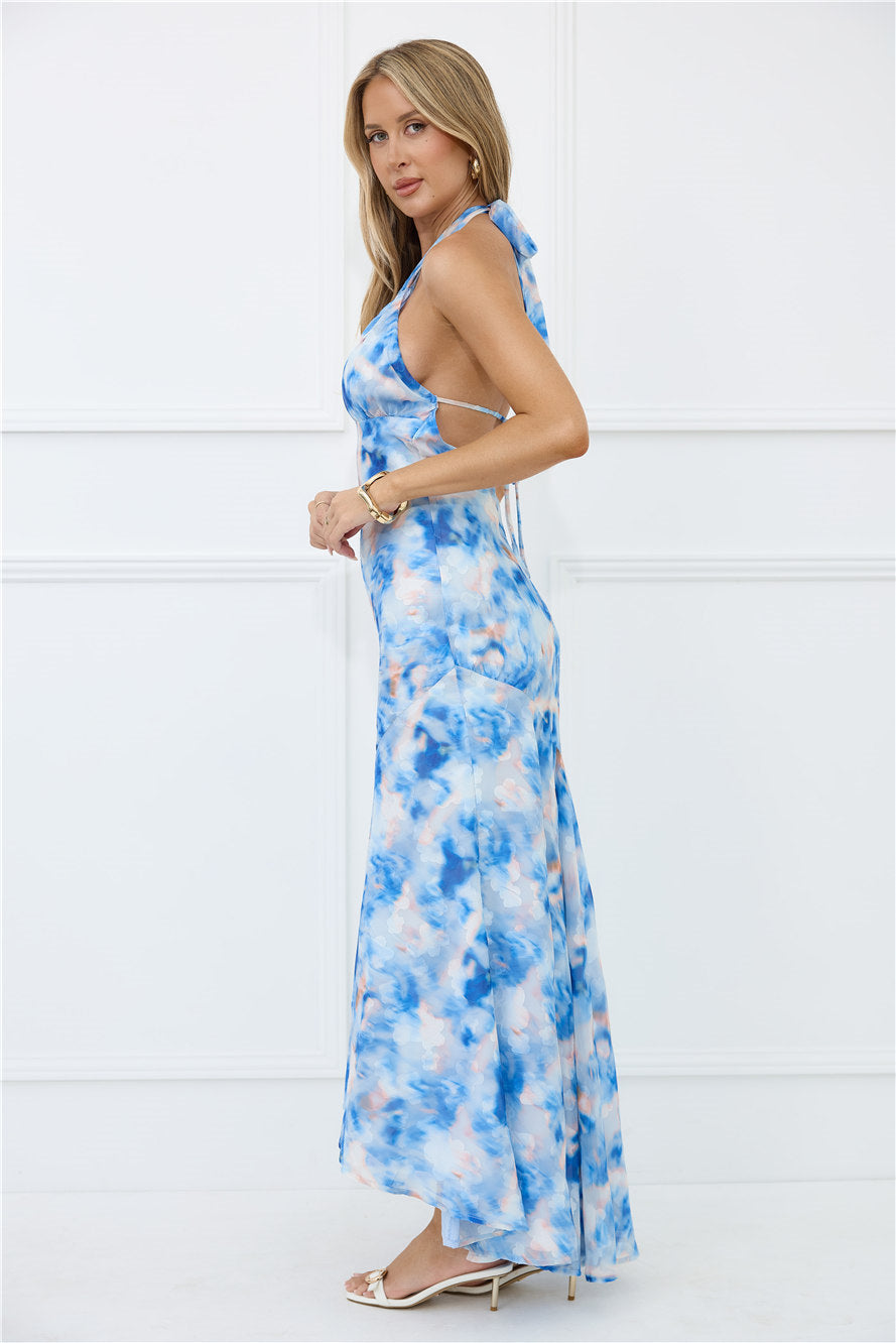 Underestimated Halter Maxi Dress Blue