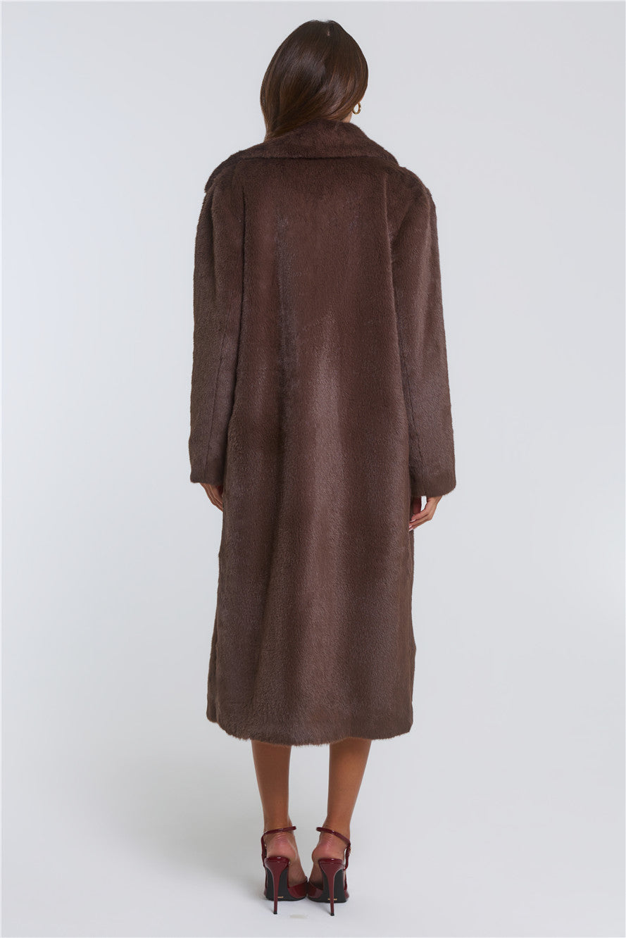 Plushé Faux Fur Coat Chocolate