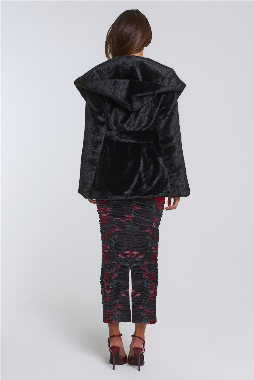 Winter Wonderland Faux Fur Coat Black