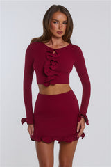 Summer Lush Mini Skirt Wine