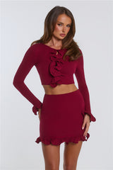Summer Lush Long Sleeve Crop Top Wine