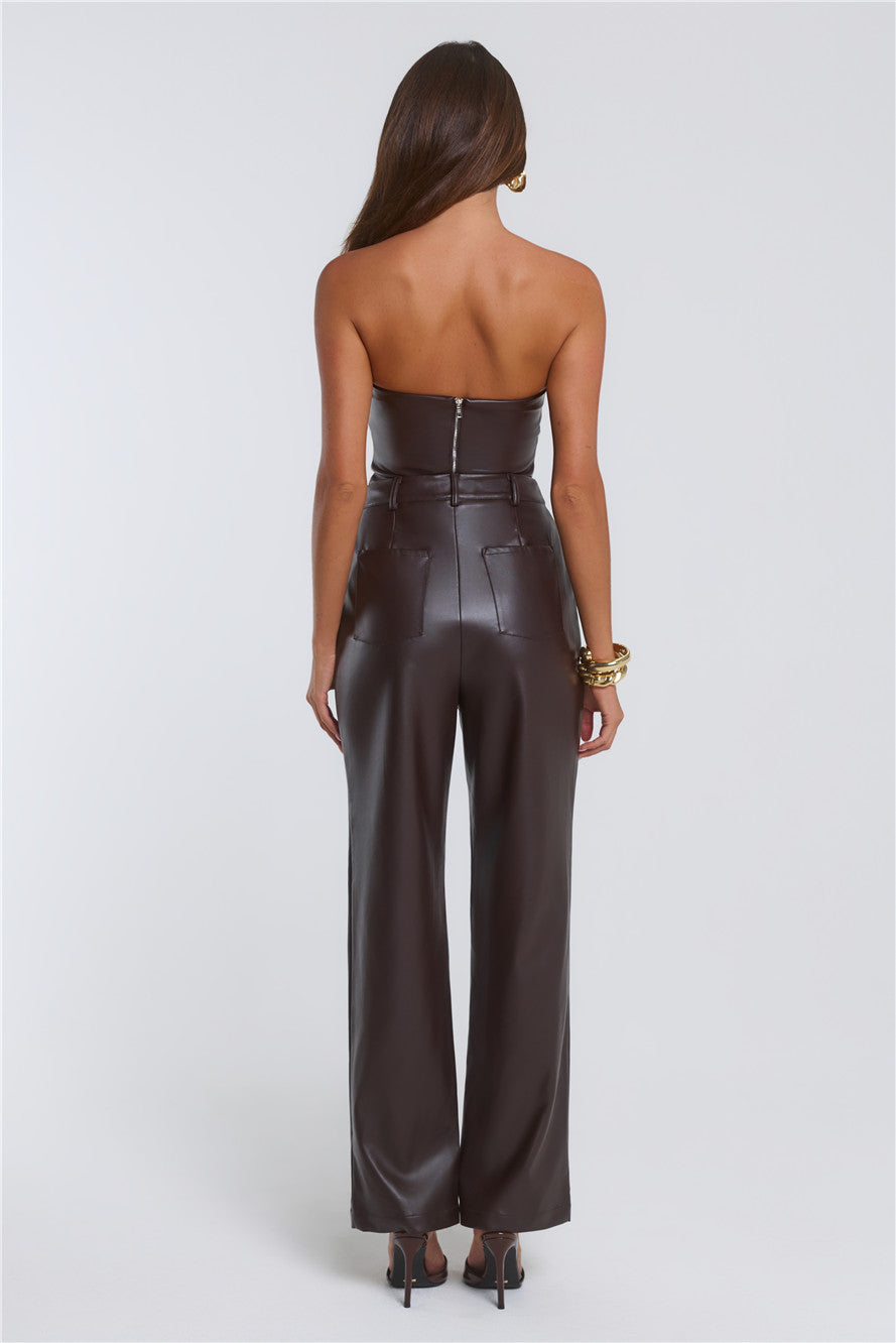Let's Talk Style Faux Leather Pants Chocolate