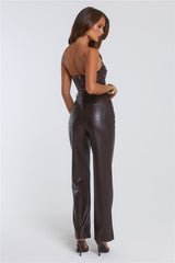 Let's Talk Style Faux Leather Pants Chocolate