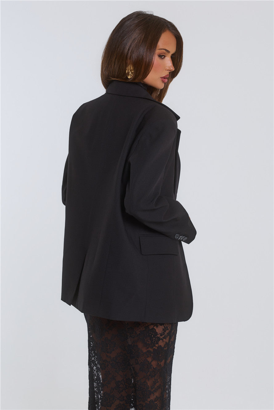 Stylish Structure Blazer Black