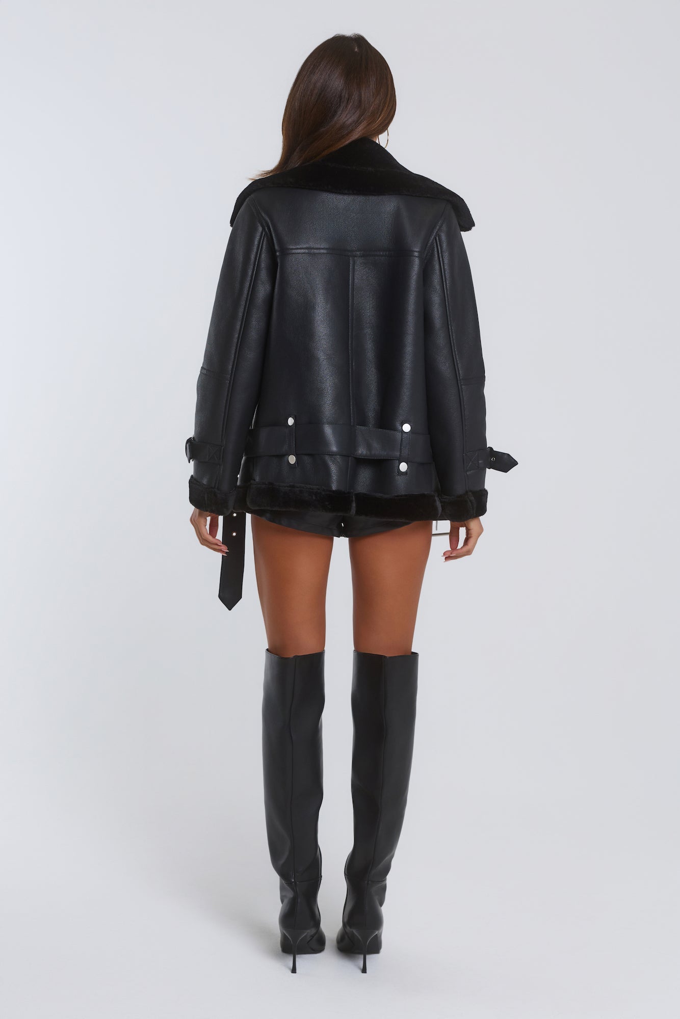 Whispers In The Dark Faux Leather Fur Jacket Black