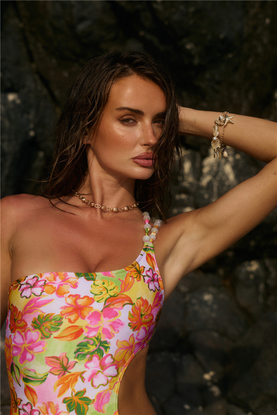 Sunkiss Me One Shoulder Swimsuit Hibiscus Haze