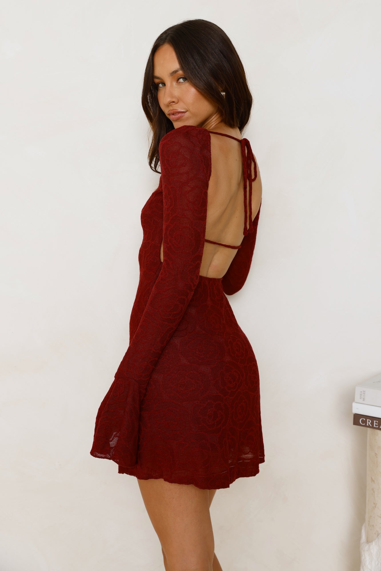 Without Limits Mesh Mini Dress Burgundy