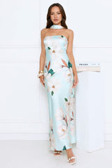Softly Radiant Satin Maxi Dress Green