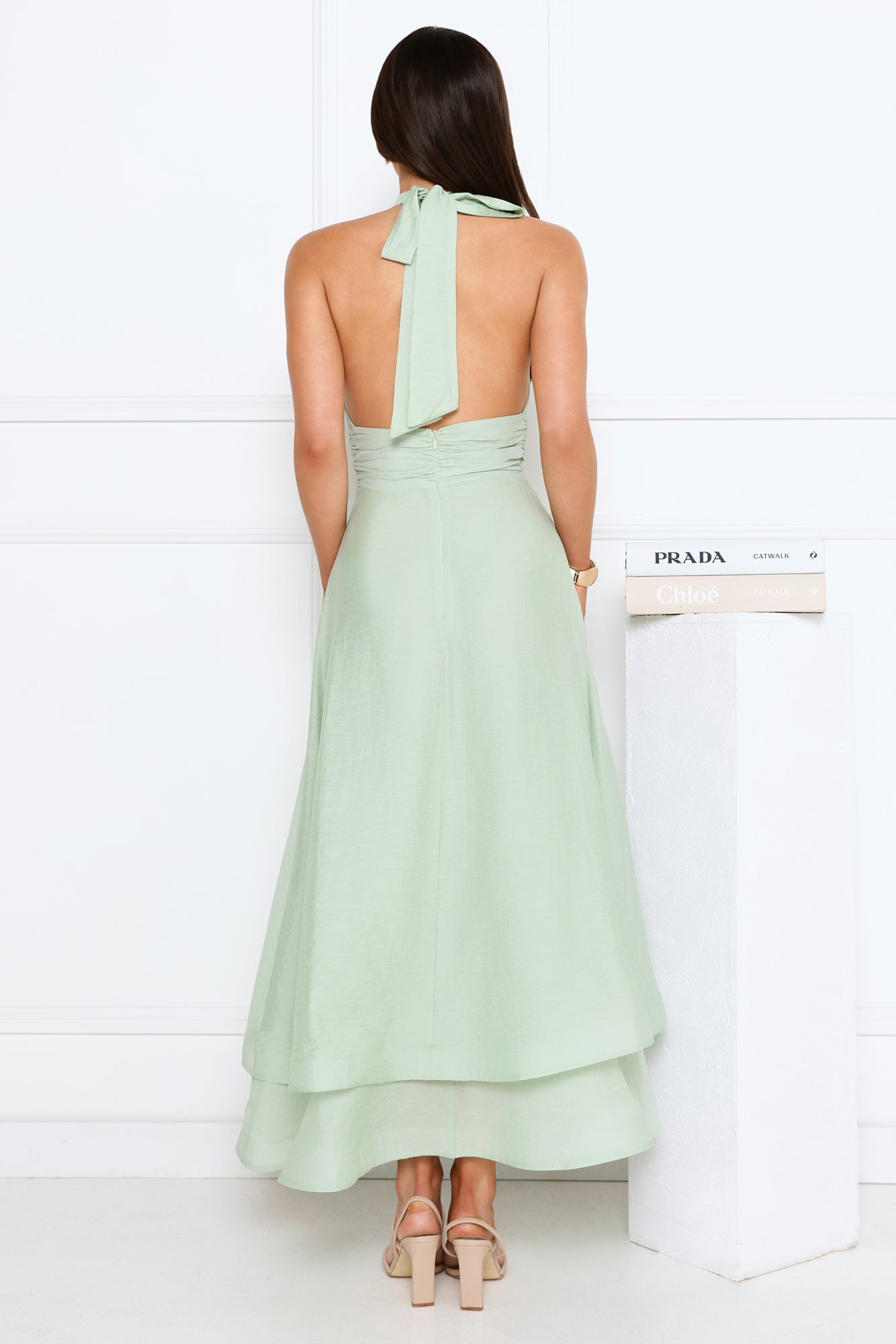 Opal Glow Halter Maxi Dress Green